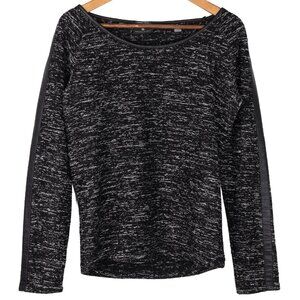 Maison Scotch x Rendez-Vous Black Bouclé Knit Sweater w Faux Leather Trim 2